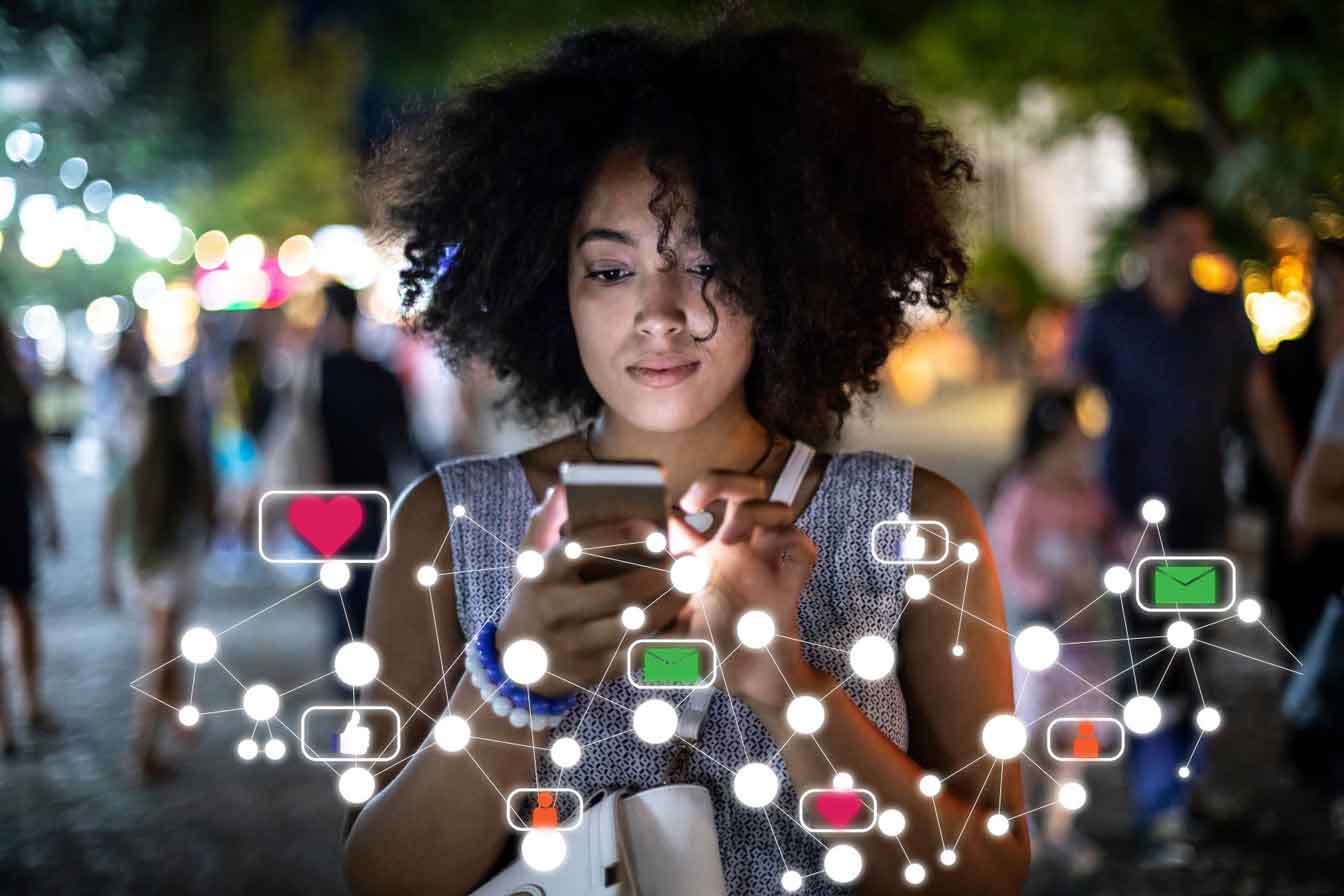 A woman using a smartphone